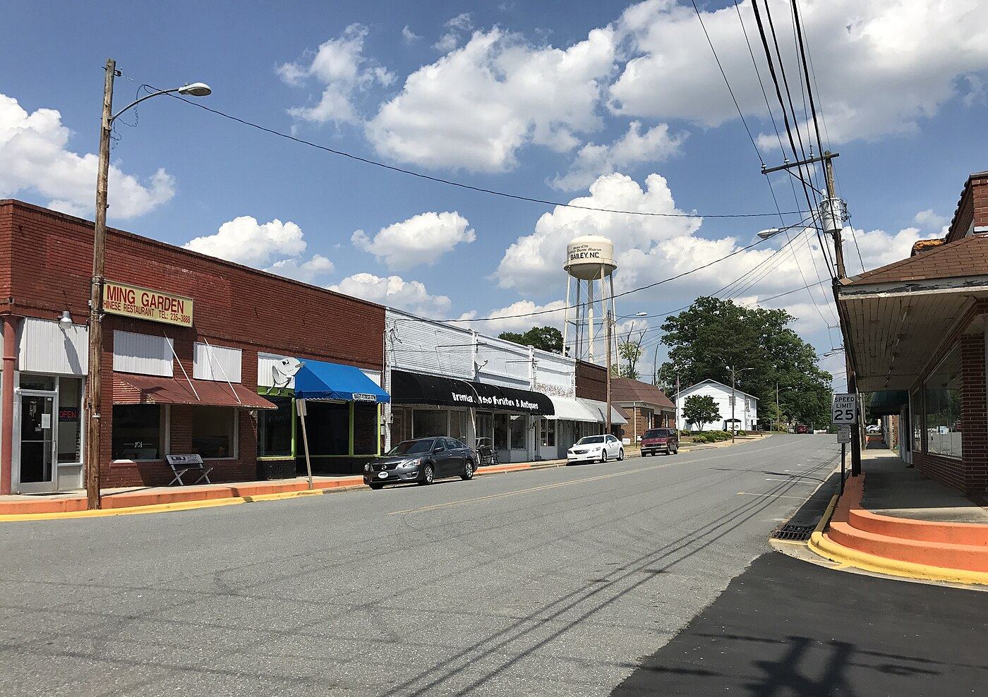 Downtown Bailey and its water tower